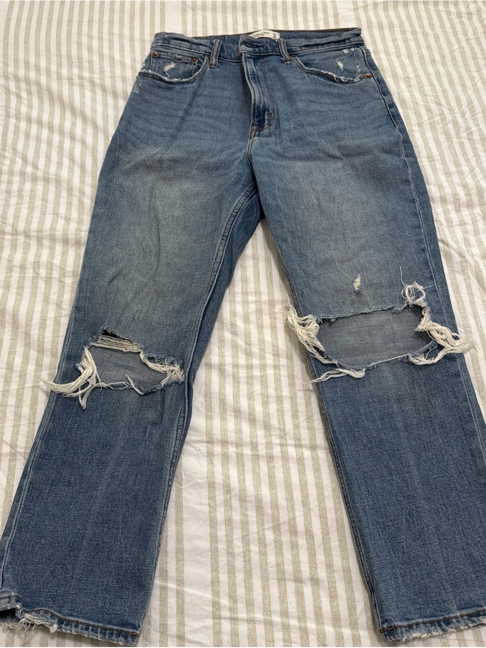 Abercrombie & Fitch Distressed Blue Boyfriend Jeans